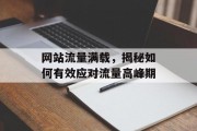 网站流量满载，揭秘如何有效应对流量高峰期