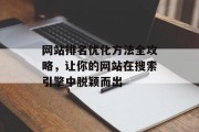 网站排名优化方法全攻略，让你的网站在搜索引擎中脱颖而出