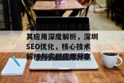 深圳SEO优化技术及其应用深度解析,深圳SEO优化,核心技术解析与实战应用分享