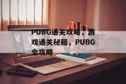 PUBG通关攻略，游戏通关秘籍，PUBG全攻略