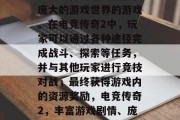 电竞传奇2是一款拥有丰富多样的游戏剧情和庞大的游戏世界的游戏。在电竞传奇2中,玩家可以通过各种途径完成战斗、探索等任务,并与其他玩家进行竞技对战,最终获得游戏内的资源奖励,电竞传奇2,丰富游戏剧情、庞大游戏世界、多样玩法竞技对战。