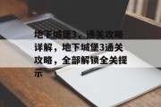 地下城堡3,通关攻略详解,地下城堡3通关攻略,全部解锁全关提示