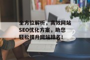 全方位解析，高效网站SEO优化方案，助您轻松提升网站排名！