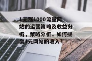1元涨1000流量网站的运营策略及收益分析，策略分析，如何提高1元网站的收入?