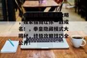 拳皇隐藏模式通关攻略，独家指南让你一战成名！，拳皇隐藏模式大揭秘，终极攻略技巧全公开！