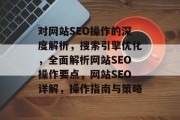 对网站SEO操作的深度解析，搜索引擎优化，全面解析网站SEO操作要点，网站SEO详解，操作指南与策略