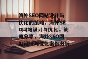 海外SEO网站设计与优化的策略，海外SEO网站设计与优化，策略分享，海外SEO网站设计与优化案例分析