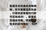 狐狸先生的通关攻略视频,你不需要深思熟虑,只需快速掌握技巧即可实现成功!,狐狸先生通关攻略,快速游刃有余的游戏体验
