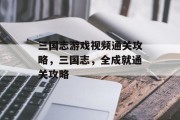 三国志游戏视频通关攻略，三国志，全成就通关攻略