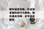 棉衣通关攻略，你必须掌握的技巧与策略，棉衣通关攻略，必学战术解读