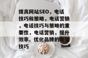 提高网站SEO，电话技巧和策略，电话营销，电话技巧与策略的重要性，电话营销，提升效率、优化品牌的关键技巧