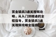 赏金骑兵3通关视频攻略，从入门到精通的全程指导，赏金骑兵3通关视频攻略全指南