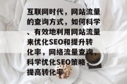 互联网时代，网站流量的查询方式，如何科学、有效地利用网站流量来优化SEO和提升转化率，网络流量查询，科学优化SEO策略，提高转化率