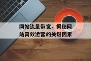 网站流量带宽，揭秘网站高效运营的关键因素