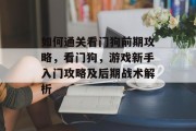 如何通关看门狗前期攻略，看门狗，游戏新手入门攻略及后期战术解析