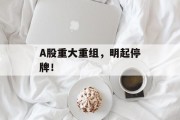 A股重大重组，明起停牌！