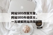 网站SEO改版方案，网站SEO升级优化，一元破解网站改版秘籍