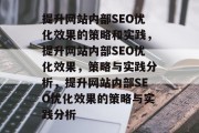 提升网站内部SEO优化效果的策略和实践，提升网站内部SEO优化效果，策略与实践分析，提升网站内部SEO优化效果的策略与实践分析