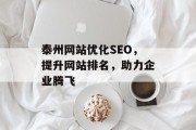 泰州网站优化SEO，提升网站排名，助力企业腾飞