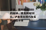 泸县，提升网站SEO的秘诀，提高网站SEO，泸县优化技巧及实践经验分享
