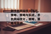 刷手机网站优化技巧，策略、策略与实战，手机网站优化，策略，策略与实战