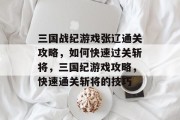 三国战纪游戏张辽通关攻略，如何快速过关斩将，三国纪游戏攻略，快速通关斩将的技巧
