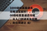 1000级哈莫曼通关攻略深度解析!,1000级哈莫曼通透攻略,从入门到通关全攻略,助你快速达 成!