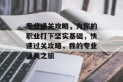 专业通关攻略,为你的职业打下坚实基础,快速过关攻略,我的专业通关之旅