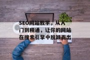 SEO网站教学，从入门到精通，让你的网站在搜索引擎中脱颖而出