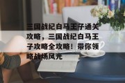 三国战纪白马王子通关攻略,三国战纪白马王子攻略全攻略!带你领略战场风光
