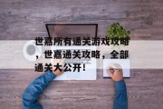 世嘉所有通关游戏攻略，世嘉通关攻略，全部通关大公开！