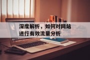深度解析，如何对网站进行有效流量分析