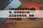 iIS网站流量管理策略，如何提高IIS网站流量管理效率，策略与实践分享