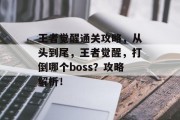 王者觉醒通关攻略，从头到尾，王者觉醒，打倒哪个boss？攻略解析！