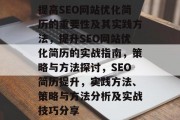 提高SEO网站优化简历的重要性及其实践方法，提升SEO网站优化简历的实战指南，策略与方法探讨，SEO简历提升，实践方法、策略与方法分析及实战技巧分享