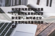 如何查询其他网站流量？，如何从其他网站获取流量?，如何通过分析其他网站流量获得收益？