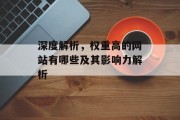 深度解析，权重高的网站有哪些及其影响力解析