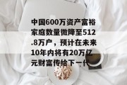 中国600万资产富裕家庭数量微降至512.8万户，预计在未来10年内将有20万亿元财富传给下一代