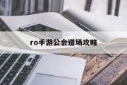 ro手游公会道场攻略