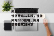网站SEO软文分发，优化策略与实践，优化网站SEO策略，实用策略和实践分享