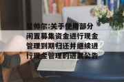 星帅尔:关于使用部分闲置募集资金进行现金管理到期归还并继续进行现金管理的进展公告