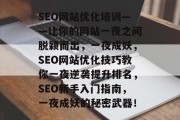 SEO网站优化培训——让你的网站一夜之间脱颖而出，一夜成妖，SEO网站优化技巧教你一夜逆袭提升排名，SEO新手入门指南，一夜成妖的秘密武器！