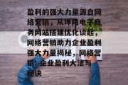 盈利的强大力量源自网络营销，从坤阳电子商务网站搭建优化谈起，网络营销助力企业盈利强大力量揭秘，网络营销: 企业盈利大法与秘诀