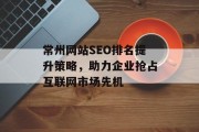 常州网站SEO排名提升策略，助力企业抢占互联网市场先机