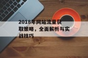 2018年网站流量获取策略，全面解析与实战技巧