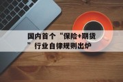 国内首个“保险+期货”行业自律规则出炉