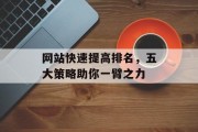 网站快速提高排名，五大策略助你一臂之力