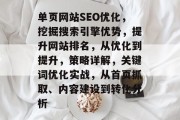 单页网站SEO优化,挖掘搜索引擎优势,提升网站排名,从优化到提升,策略详解,关键词优化实战,从首页抓取、内容建设到转化分析