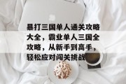 暴打三国单人通关攻略大全,霸业单人三国全攻略,从新手到高手,轻松应对闯关挑战