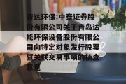 青达环保:中泰证券股份有限公司关于青岛达能环保设备股份有限公司向特定对象发行股票暨关联交易事项的核查意见